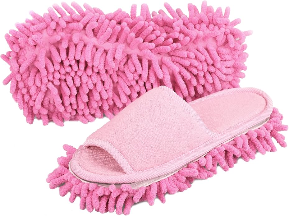 Women's Microfiber Floor Cleaning Mop Slippers with Terry Towel Fabric
