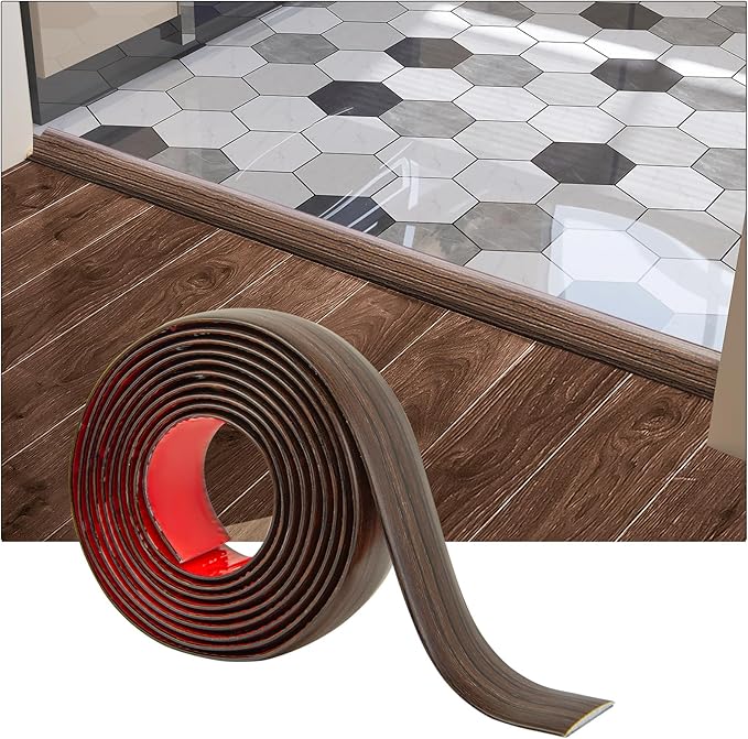 Art3d Vinyl Floor Transition Strip - Laminate Floor Divider for Joining Gaps and Carpets, Brown (10 FT, 1.57in)