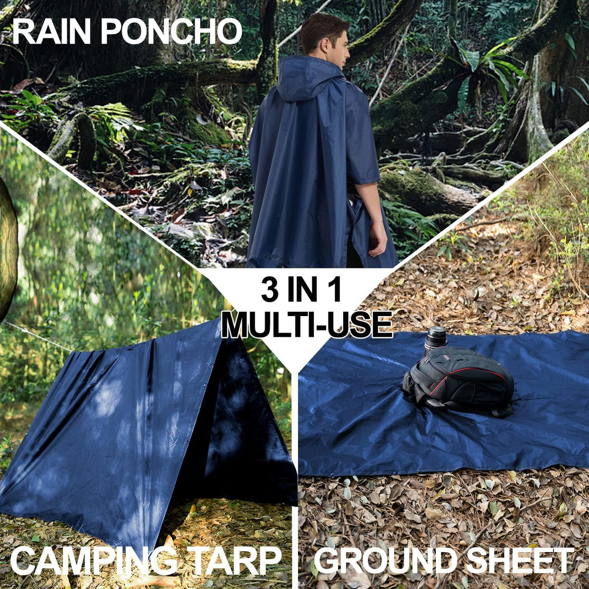 salamra Hooded Rain Poncho Waterproof Raincoat Jacket for Men/Women/Adults with Pocket