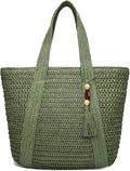 Straw Beach Bags for Women Woven Beach Tote Bag Casual Boho Large Shoulder Handbags Purse for Vacation Holiday