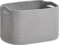 Woven Cotton Rope Storage Basket for Organizing, Cute Decorative Baskets for Gifts Empty, Organizer Bins for Dog Toy, Baby Laundry, 17“×13”×9.5“, Light Grey