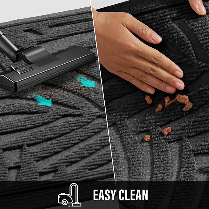 Front Door Mat, Absorbent Resist Dirt Welcome Door Mat Indoor Outdoor, Waterproof Doormat, Sturdy Non Slip Backing, Fade Resistant, Low Profile Entry Mat for Entryway, 36×24, Grey