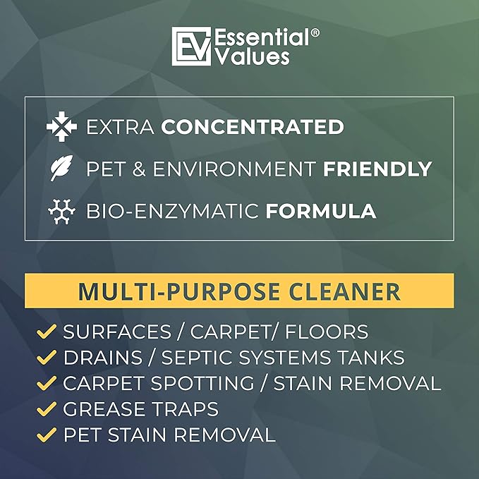 Enzyme Cleaner (1 Gallon / 128 Fl OZ), Drain Cleaner, Made in USA – Multi-Purpose Solution- Stop Odors in its Tracks | Odor Eliminator, Stain Remover, General Cleaning – for Residential & Commercial