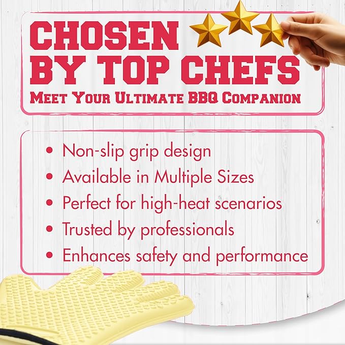 KITCHEN PERFECTION S Silicone Smoker Oven Gloves for Women -Extreme Heat Resistant BBQ Gloves -Handle Hot Food Right on Your Grill Fryer |Waterproof Oven Mitts Cooking Gloves |Superior Set+3 Bonuses