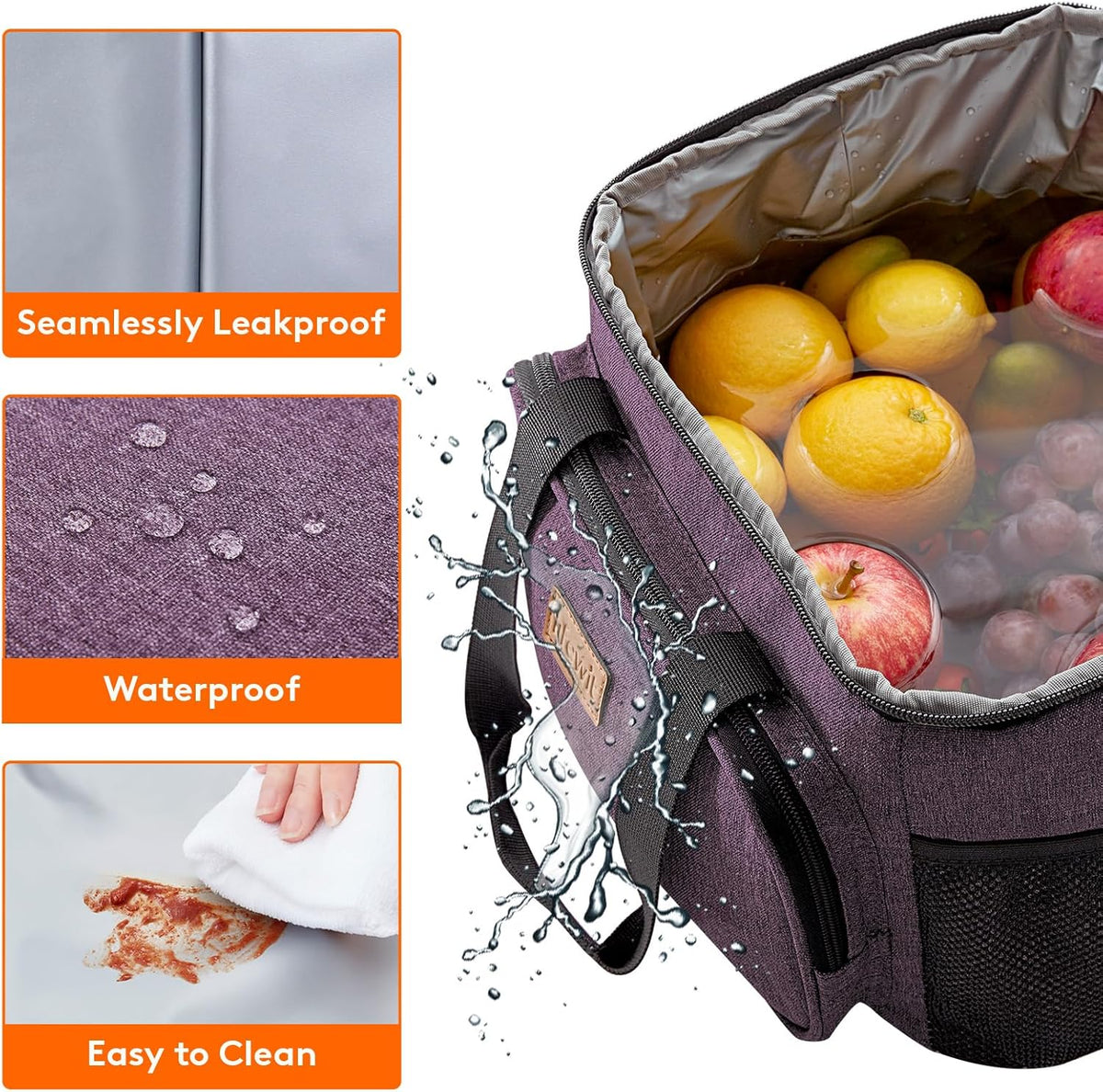 Lifewit Large Lunch Bag Insulated Lunch Box Soft Cooler Cooling Tote for Adult Men Women, Purple 24-Can (15L)