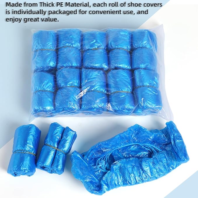 200 Pcs Shoe Covers Disposable Non Slip, Waterproof Shoe Covers Disposable for Indoors, 15-20'' Adjustable Size Boot Covers for US 6 to 14 Size