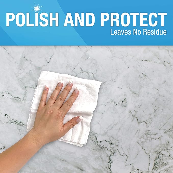 MiracleWipes for Granite & Stone, Clean, Protect, Polish Stone, Marble, Quartz, Slate, Tile, Laminate Surfaces in Kitchen and Bathroom - 30 Count (Pack of 2)