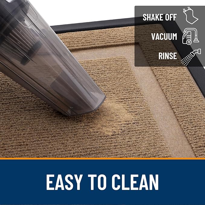 OLANLY Front Door Mat Indoor Outdoor Entrance, Waterproof All-Season, All-Weather Doormat, Sturdy Natural Rubber, Fade Resistant, Low Profile, Easy Clean Patio Porch Entryway Mat, 47x32, Light Brown