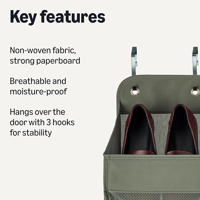 Amazon Basics 5 Tier Over the Door Organizer, Large, 6.4 x 54.5 x 14.9 in, Dark Grey