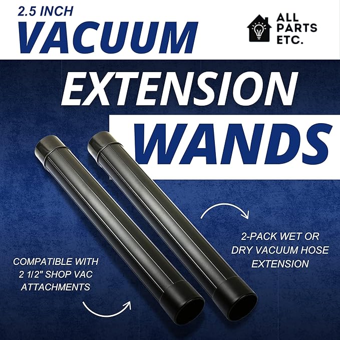 2.5 Inch Vacuum Extension Wands 19" Long for Shop Vac, Rigid, Vacmaster, Workshop & More | 2-Pack Wet or Dry Hose Extension, Compatible with 2 1/2" Vacuum Attachments and Accessories