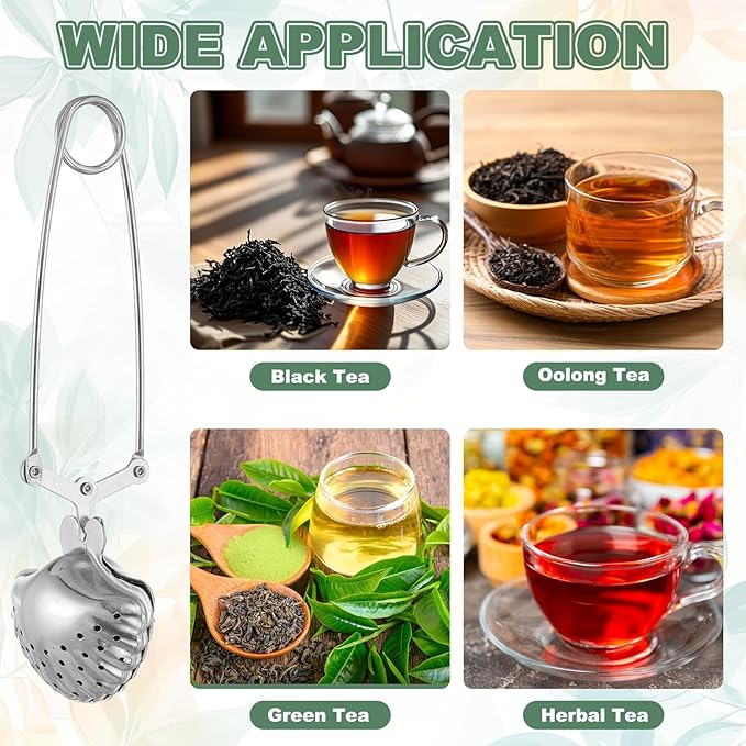 uxcell 1 Pcs Tea Infuser, Stainless Steel Loose Leaf Tea Infuser Filter, Long Handle Tea Steeper Strainers for Cup and Teapot for Tearoom Office Home, Shell Shaped Silver