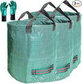 Standard 3-Pack 32 Gallons Yard Garden Bags (D18, H30 inches) with Gardening Gloves, Standable Reusable Leaf Bags,Plant Trimming Bag,Yard Waste Bags,Trash Container,Lawn Grass,Weeds Bag w/ 4 Handles