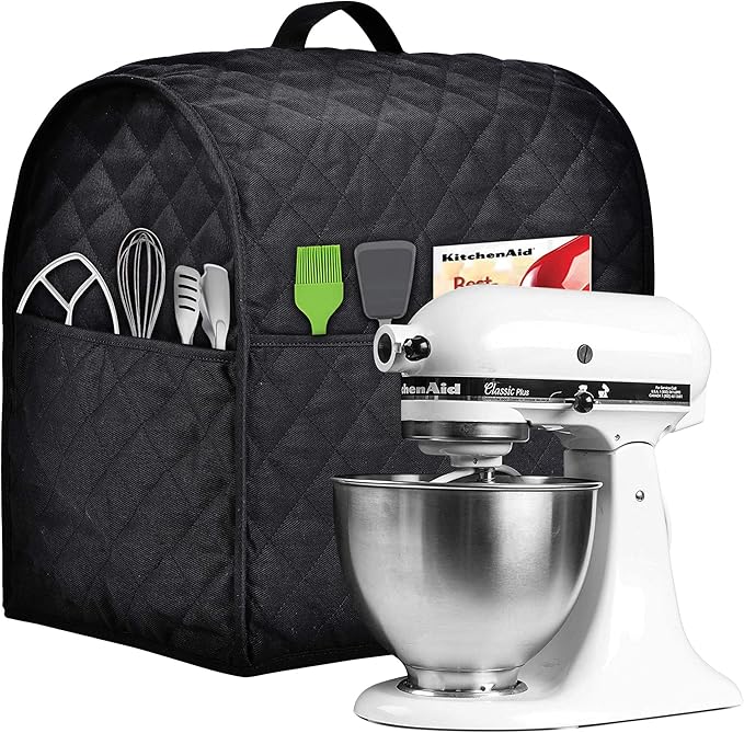 Stand Mixer Cover compatible with Kitchenaid Mixer, Fits All Tilt Head & Bowl Lift Models,Fine, Soft, Not Easy to Fade, Not Easy To Pilling. (Fits for 4.5-Quart and All 5-Quart, Black)