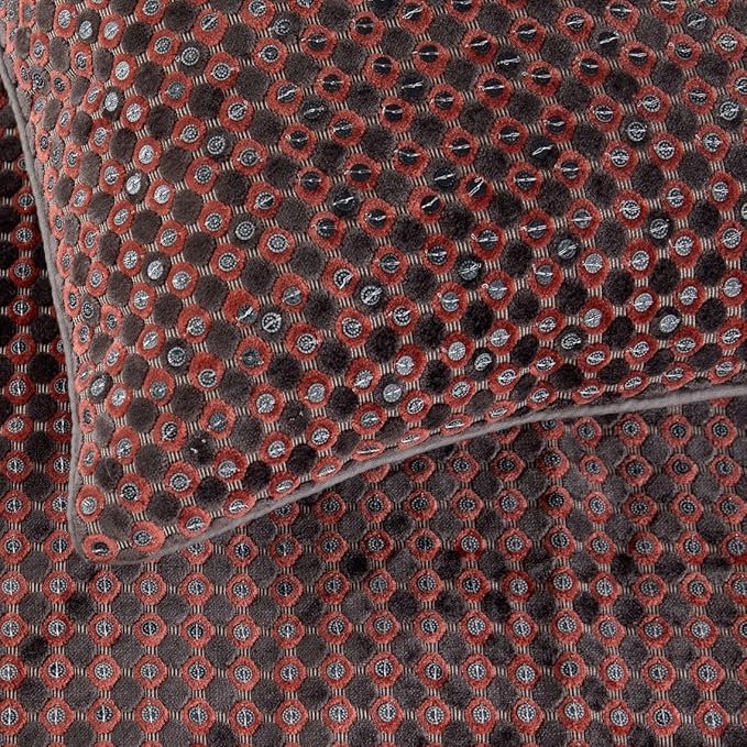 HomeCentric Grey Bed Runner, CA King Size 86"x18" Decorative Bed Scarf in Sequins Embroidery - Ditto Dots