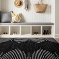 Rugshop Bohemian Stripe Stain Resistant High Traffic Living Room Kitchen Bedroom Dining Home Office Area Rug 4' x 6' Black