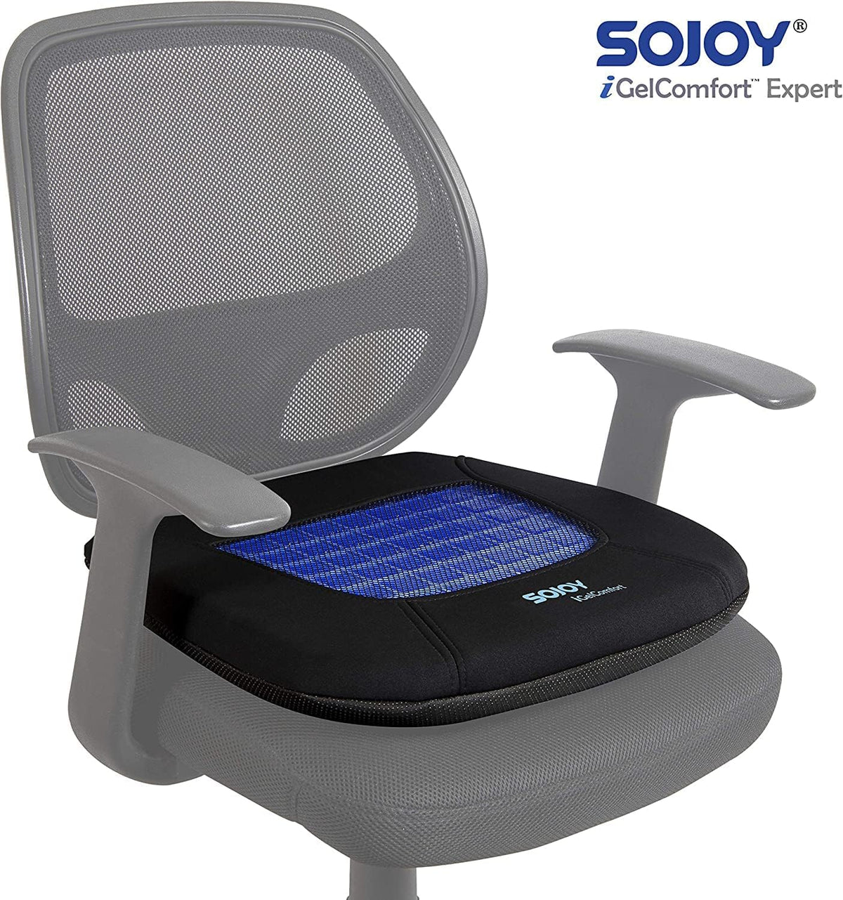 Sojoy iGelComfort Gel Car Seat Cushion for Long Time Sitting Portable Bleacher Stadium Seat Cushion with Strap Memory Foam Cushion for Office,Car,Stadium