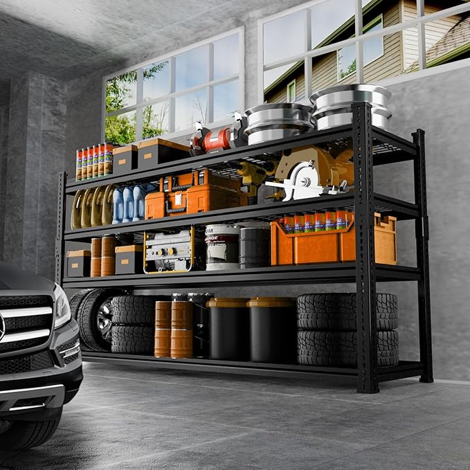 Storage Shelves Heavy Duty 3 PCS, 60"L x 24"W x 60"H Garage Wire Shelving Unit Loads 2640LBS, 4-tier Adjustable Metal Industrial Utility Shelf Rack for Kitchen, Laundry, Pantry, Warehouse, Basement