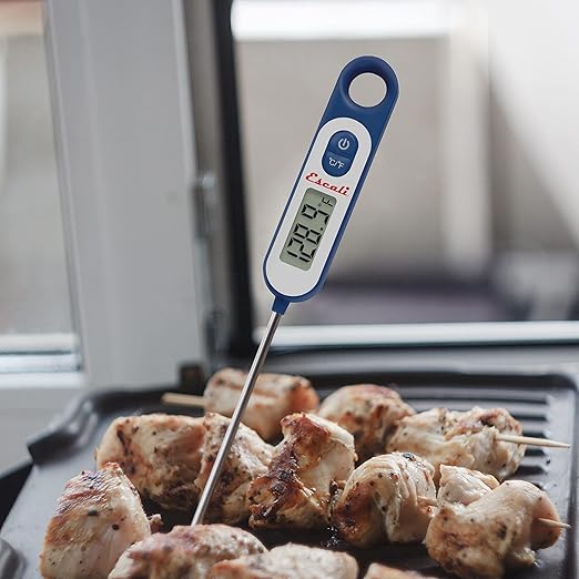 Escali Long Stem Digital Thermometer for Meat, Frying, Cooking, Candy and Kitchen Use, Extra Long 5.6-Inch Probe, Blue