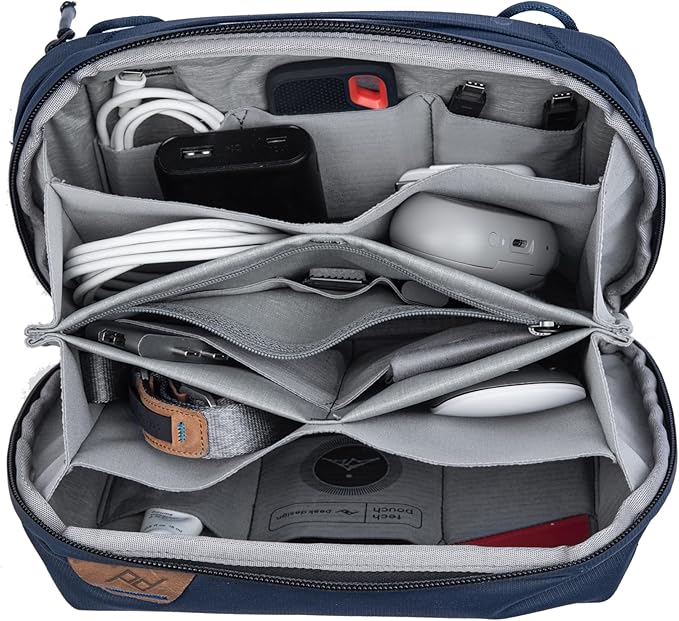 Peak Design Tech Pouch, Midnight, Electronics Organizer for Travel or Everyday Carry, Origami-Style Storage, Cable Pass-Through, Weatherproof Recycled Nylon, Gear Carry Bag for Men and Women