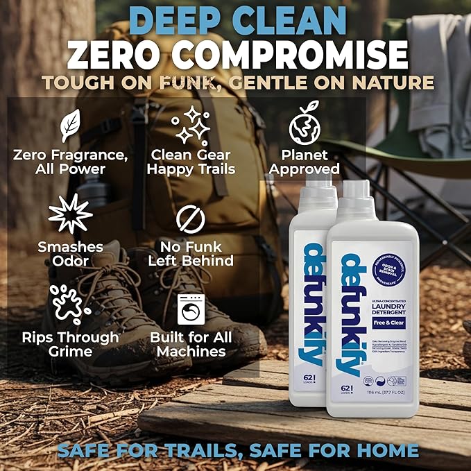 Laundry Detergent 62 Load/37.7 FlOz (2-Pack). 'Free & Clear' Liquid Laundry Detergent- Sensitive Skin. 'ProvenSafe' Laundry Soap Washing Detergent w/Odor & Stain Remover for Activewear & All Fabrics