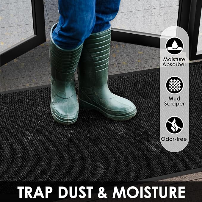 4′ x 55′ Front Door Mat Indoor Outdoor Entrance, Commercial Floor Mat Heavy Duty Dirt Trapper Entryway Doormat, Custom Size Non Slip Rubber Backing Welcome mat, Door Mat for High Traffic Area