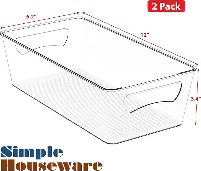 Simple Houseware Freezer Organizer Bins, 12'' x 6'', 2 Packs
