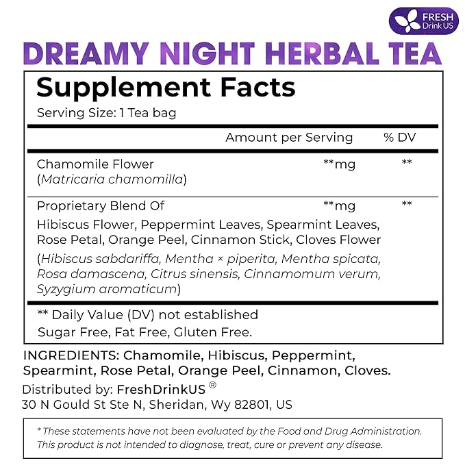 Refreshing Mint Herbal 60 Tea Bags – Special Blend Of Spearmint and Peppermint with Chamomile, and Top Herbal Ingredients for Digestive Comfort & Relaxation, Caffeine-Free, Naturally Sweet, Non GMO