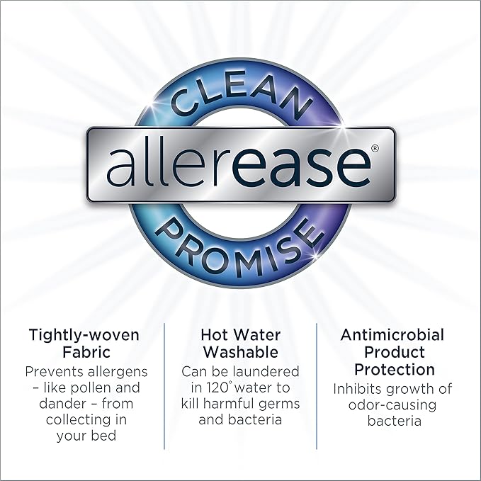 AllerEase Waterproof Mattress Protector Stain Protection Full Size Allergen Barrier Hot Water Washable Machine Washable Durable Zippered Knit Mattress Cover Stretch Corners (White)