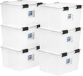 IRIS USA 47 Quart WEATHERPRO Plastic Storage Bins with Lids, Tote Organizing Container with Durable Lid and Seal and Secure Latching Buckles, 6 Pack
