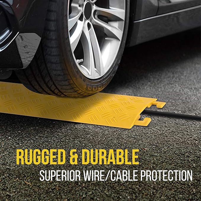 Pyle Durable Cable Ramp Protective Cover - 2,000 lbs Max Heavy Duty Drop Over Hose & Cable Track Protector, Safe in High Walking Traffic Areas - Cable Concealer for Outdoor & Indoor Use PCBLCO19