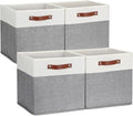 DULLEMELO Storage Cubes 13 inch, Collapsible Sturdy Cube Storage Bins With Handles for Organizing,Fabric Storage Baskets for Shelves Nursery Closet Home Organization (White&Grey-4 Pack)