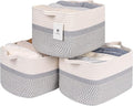 Medium and Large Woven Basket//With Handle, Used for Toys and Fabric Storage Basket used for Storing xl Storage Box, Decorative Storage Box Room 2pack (14L*10W*8.6H White/Gray, 14Lx10Wx8.6H)