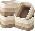 Storage Baskets for Organizing & Shelves, Woven Cotton Rope Organization Bins for Dog Toys, Clothes, Books, Nursery Organizer, 15"Lx11"Wx9.5"H, (4 Packs) Gradient Brown