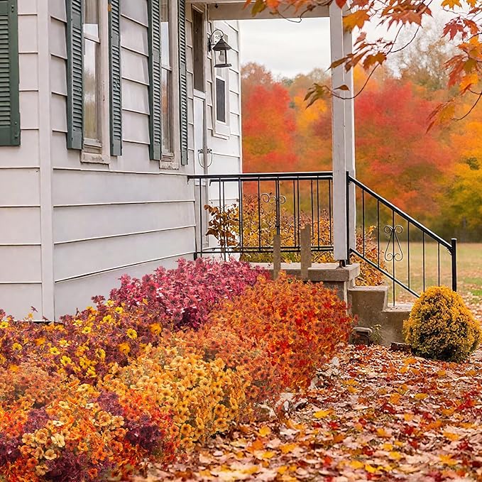 20 Bundles UV Resistant Artificial Fall Flowers Outdoor