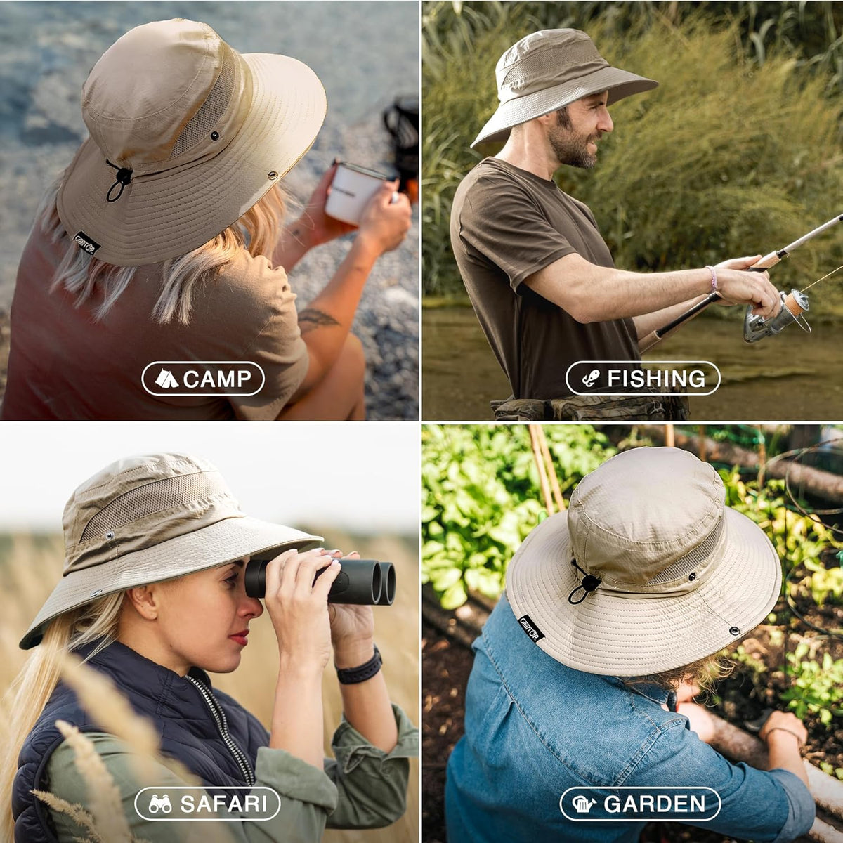 GearTOP Safari Sun Hat for Men and Sun Hats for Women UV Protection UPF 50+ Hiking, Gardening, Fishing