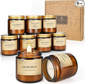 9 Pack Soy Candles for Home Scented | Grapefruit/Lemon Citrus/Bergamot Aromatherapy Candle Set in Amber Jar, Natural Scented Candles Gift for Women & Men, Birthday, Mother’s Day, Christmas