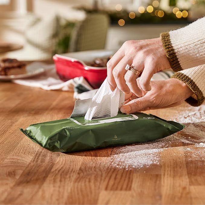 Thymes Frasier Fir All-Purpose Cleaning Wipes – Multi-Purpose Cleaning Wipes – Safe for Countertops, Walls, and Other Non-Porous Surfaces – Cruelty Free Surface Wipes (1 Pack of 48 Wipes)