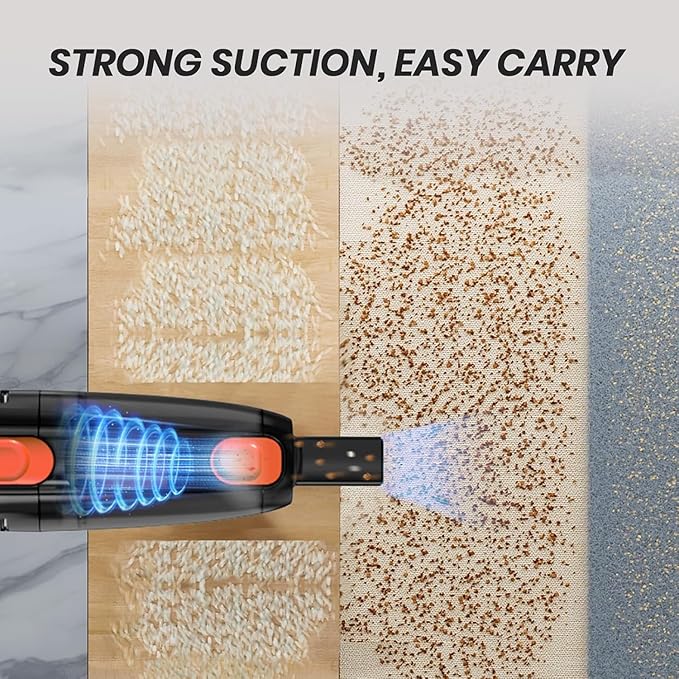 Candy Corded Stick Vacuum Cleaner, Powerful Suction Handheld Vacuum with One-Click Dust Disposal, 3-in-1 Use for Hard Floor, Ceramic Tile, 0.8 Liters Capacity, Easy Clean