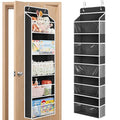 JARLINK Toy Stuffed Animal Storage, Over The Door Organizer W/Clear View Windows, 44lb Load, Baby Toy Storage Organizer for Nursery, Kid Bedroom, Newborn Baby Essentials (Black)
