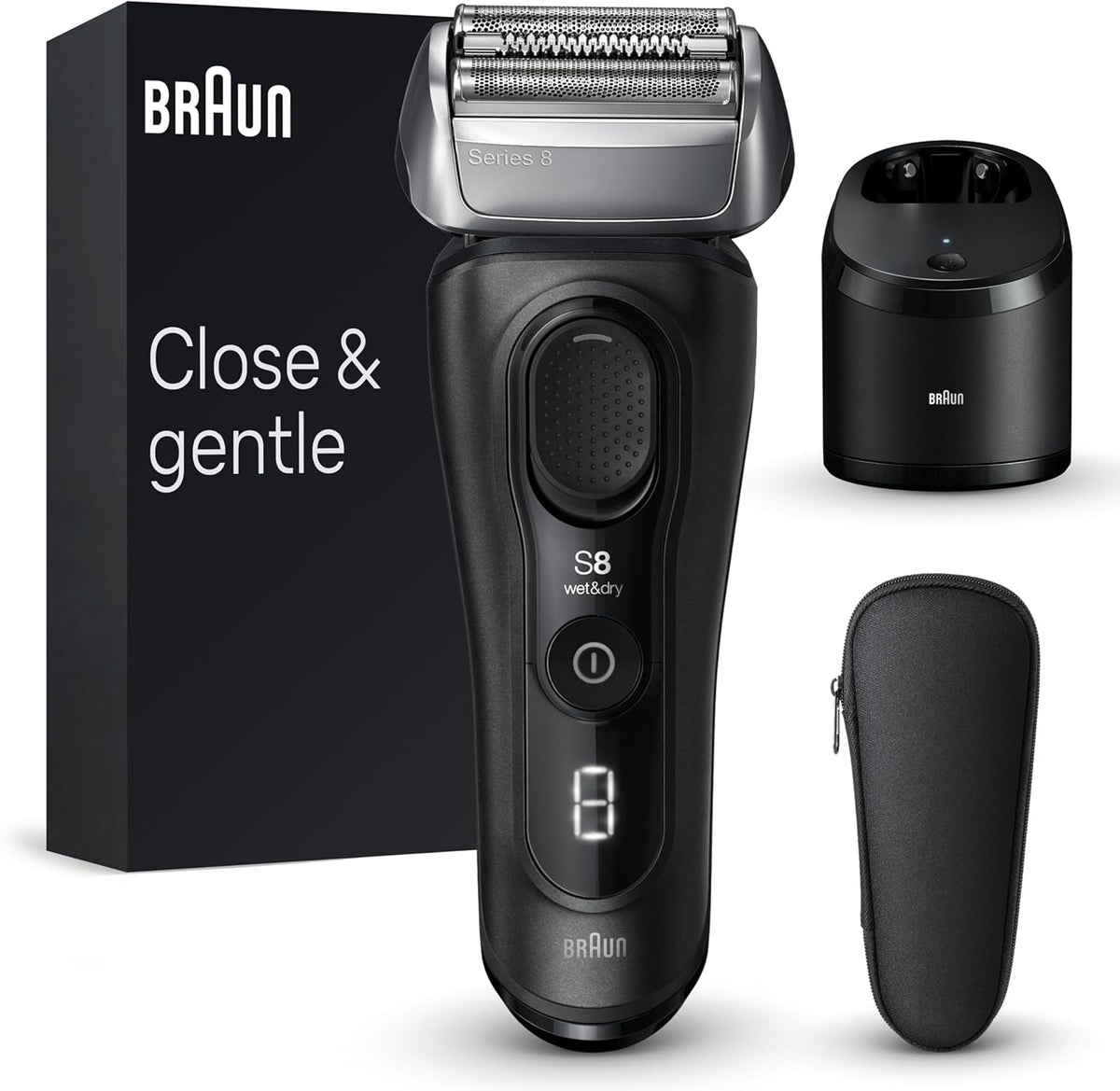 Braun Series 8 8560cc Electric Razor for Men, 4+1 Shaving Elements & Precision Long Hair Trimmer, 5in1 SmartCare Center, Close & Gentle Even on Dense Beards, Wet & Dry Electric Razor, 60min Runtime