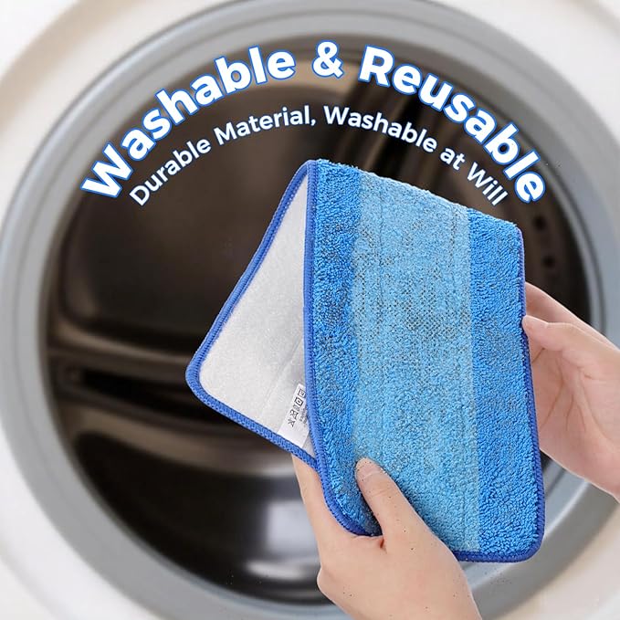 12-Pack Microfiber Cleaning Pads, 18-Inch Microfiber Mop Pads Compatible with Bona Mop, Washable and Reusable Mop Pad Refills for Hardwood Tile Laminate Floors