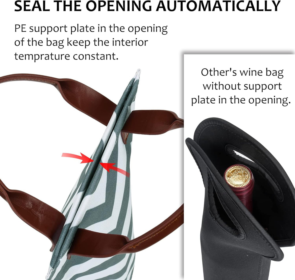 Tirrinia Single Wine Carrier Tote, Insulated Wine Cooler Bag for Travel, Picnic, & Wine Gifts – Thermal Padded Wine Bottle Holder Tote for Men & Women, Wine Gift for Wine Lovers,Black