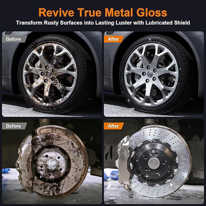 2 Pack Rust Remover Spray for Metal - 2025 Upgrade Heavy Duty Metal Cleaner for Vehicles, Tools, Chains, Iron Out Rust Stain Remover, Multi-Surface Cleaner, Fast-Acting Oxidation Remover