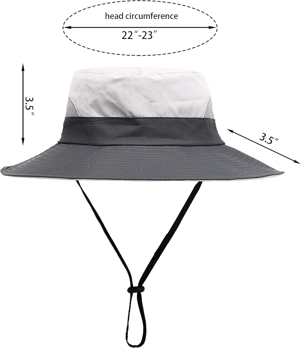 Womens Summer Sun Hat Beach Hat Wide Brim Outdoor UV Protection Hat Foldable Cool Mesh Ponytail Bucket Hat
