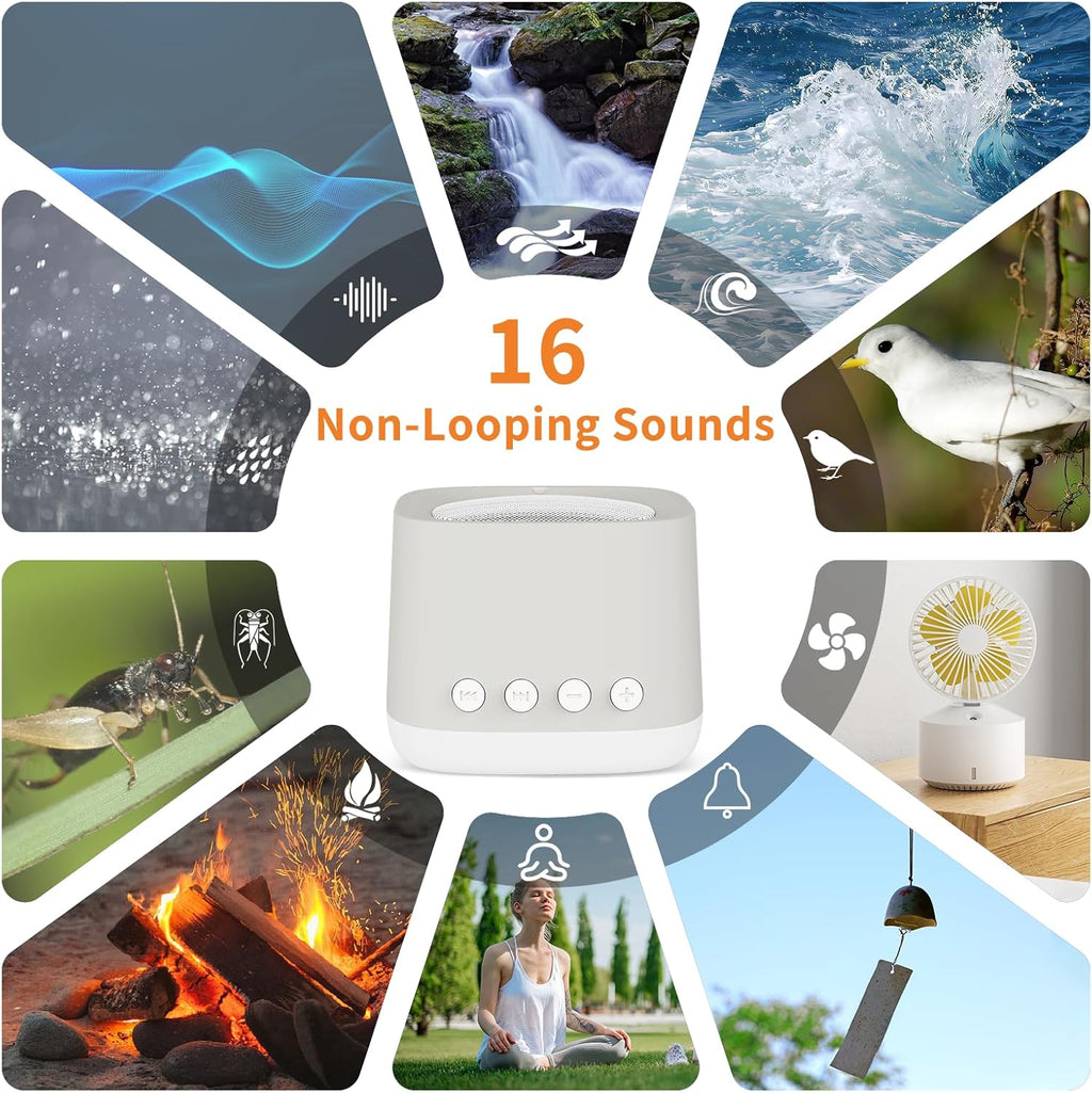 Portable White Noise Machine,Mini Sound Machine for Travel with Breathing Night Light,16 Soothing Sounds,Timer,Rechargeable Brown Noise Machines for Sleeping Adults Gift,Office Privacy,Home (Puttyi)