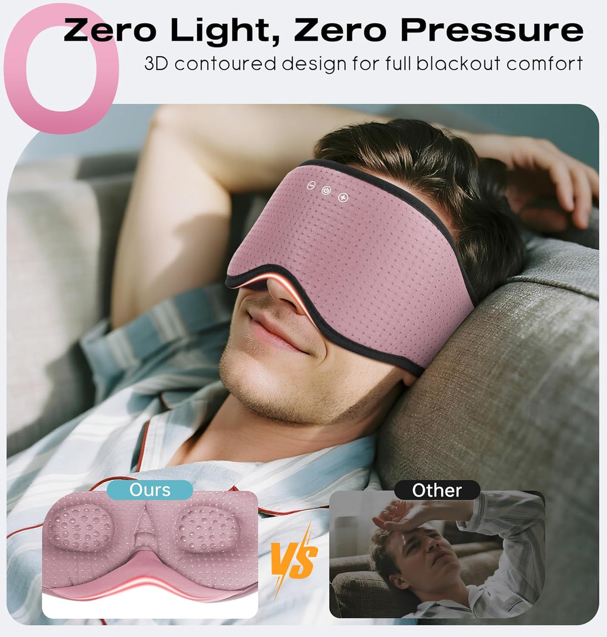 MUSICOZY Sleep Headphones with Bluetooth 5.4 Sleep Mask, Removable 3D Eye Cups for Zero Pressure Comfort, Wireless Bluetooth Eye Mask for Sleeping with Timer, Gifts for Men Women