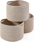 Small Storage Baskets for Organizing, Organizer Baskets for Shelves, Small Woven Basket for Storage, Cute Cotton Rope Basket for Gifts Empty, 9.7"×9.7"×7" (3 Packs) Brown