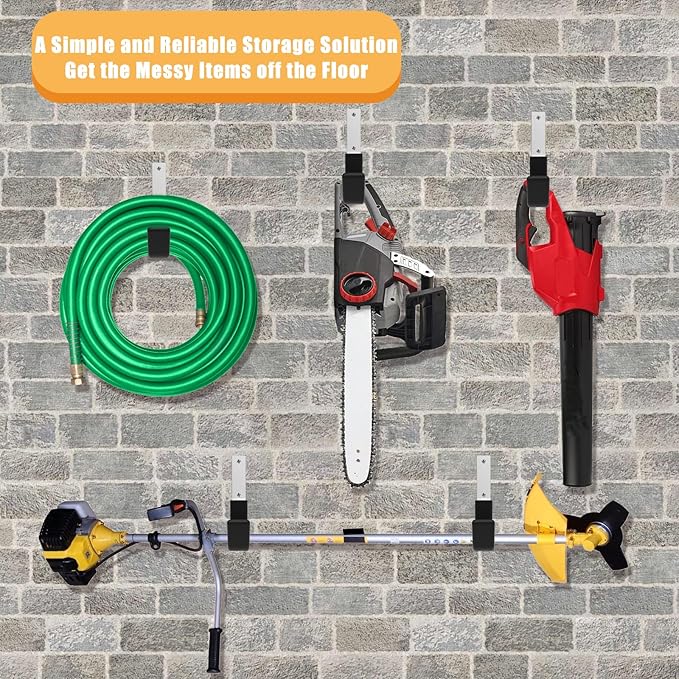 Heavy Duty Utility Hooks - Wall Mount, Hooks for Garage, Hose, Bike, Ladder, Leaf Blower Hanger (6 Medium)