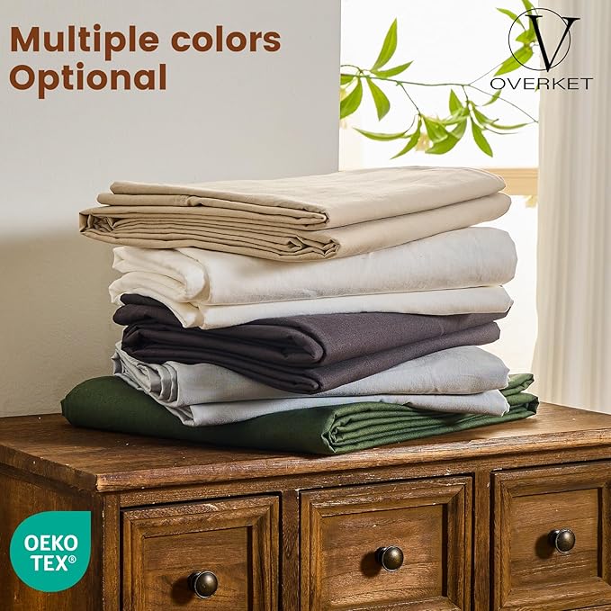 100% Linen Sheets King Size,Breathable & Durable 4-Piece Bed Flax Sheet Set,Soft All-Season Bedding for Hot Sleepers 16" Deep Pocket Oeko-TEX Certified,（King, Orange）