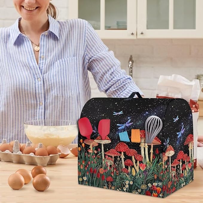 Mushroom Dragonfly Mixer Covers Stand Mixer Dustproof Cover Compatible with Kitchen Aid Mixer Washable Stand Mixer Covers for 4.5-5 Qt Mixer